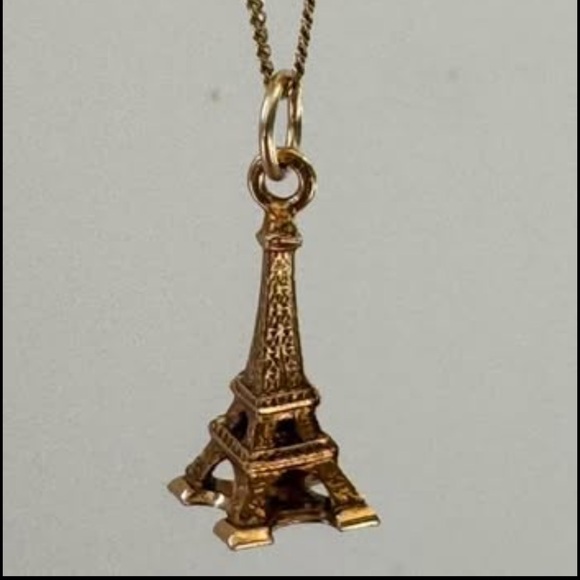 Luxury Jewelry 10K Gold Chain and Paris France Eiffel Tower Charm Pendant - Picture 5 of 6